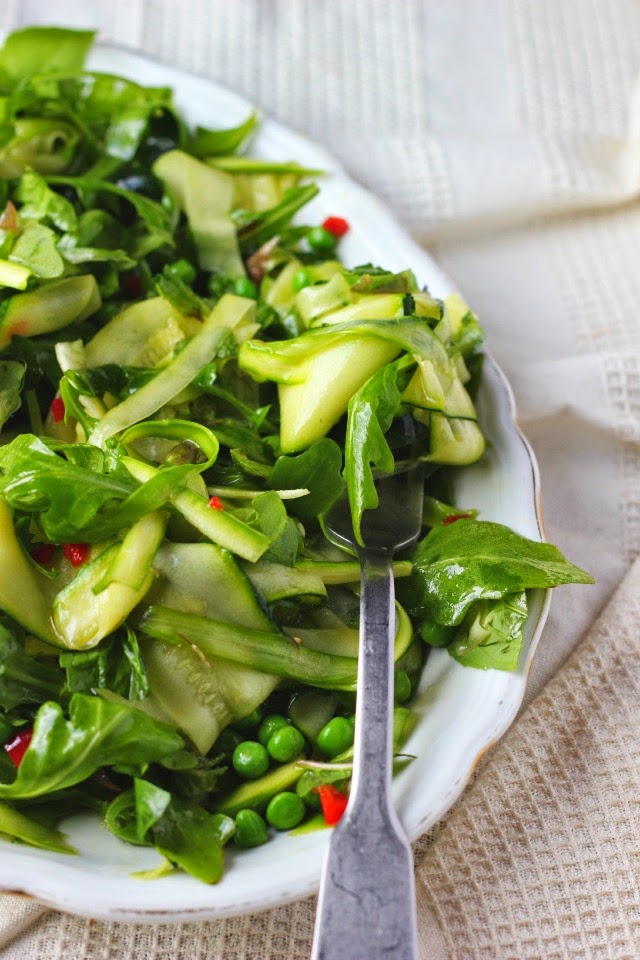 Spring Greens Salad with Chili & Mint Happy Hearted Kitchen