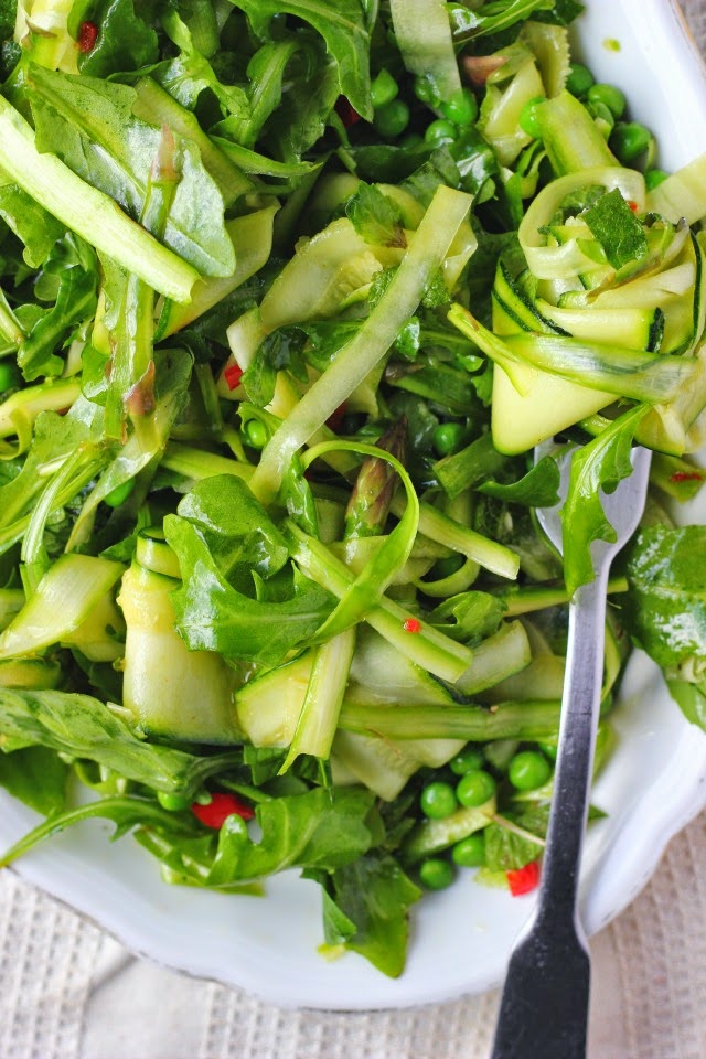 Spring Greens Salad with Chili & Mint Happy Hearted Kitchen