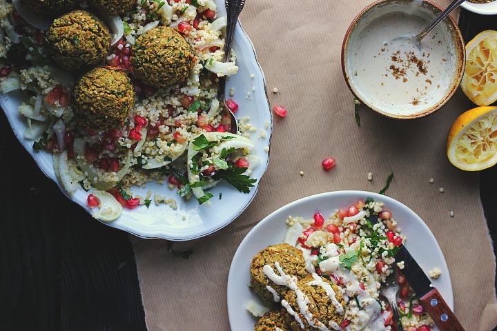 Crispy Baked Falafels with Winter Tabouleh, Tahini + Za'atar ⎮ happy hearted kitchen