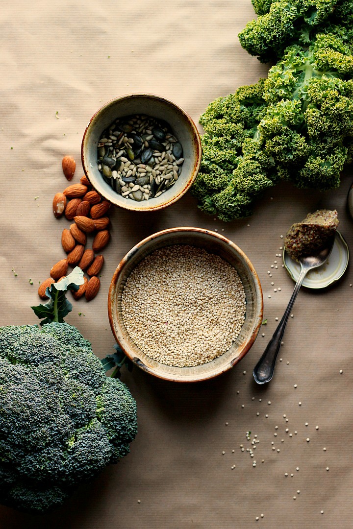 Warm Kale, Quinoa + Broccoli Salad with Cider Mustard Dressing ⎮ happy hearted kitchen