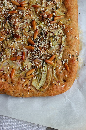 Spelt and Olive Oil Spelt and Olive Oil Focaccia with Braised Fennel, Pine Nuts + Rosemary Za'atar ⎮ happy hearted kitchen with Braised Fennel, Pine Nuts + Rosemary Za'atar ⎮ happy hearted kitchen