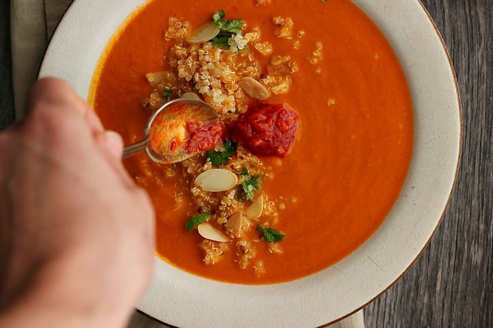 Spicy Moroccan Chickpea Soup with Orange + Almond Quinoa ⎮ happy hearted kitchen