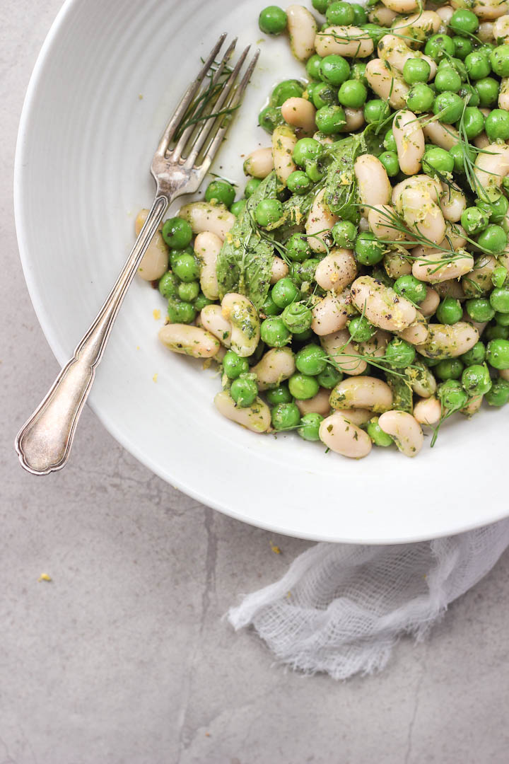 Lemony White Bean + Pea Salad with Spring Herb Pistou ⎮ happy hearted kitchen
