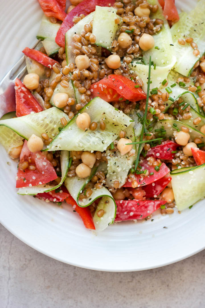 Summer Wheat Berry Salad with Everyday Dressing ⎮ happy hearted kitchen