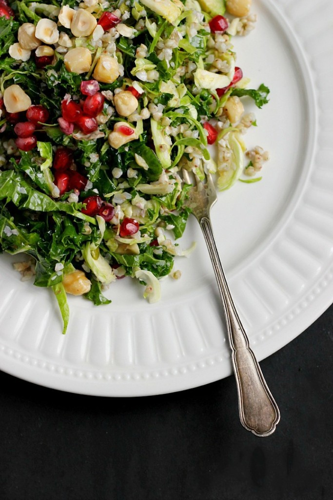 Winter Slaw with Buckwheat, Hazelnuts + Tamari Almond Butter Dressing