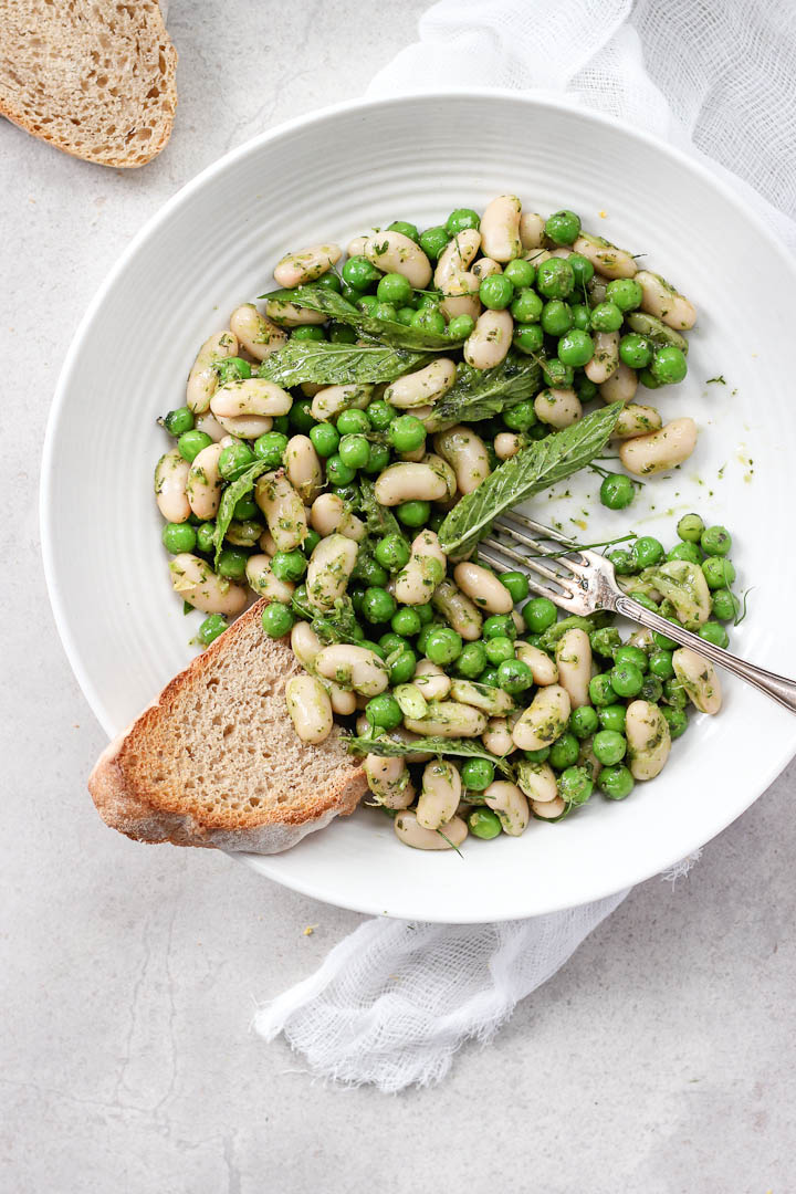 Lemony White Bean + Pea Salad with Spring Herb Pistou ⎮ happy hearted kitchen
